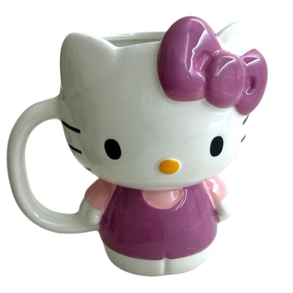 Sanrio 3D Hello Kitty Full Body Bow Pink Purple 20oz Tall Mug Cup NEW - Picture 1 of 5